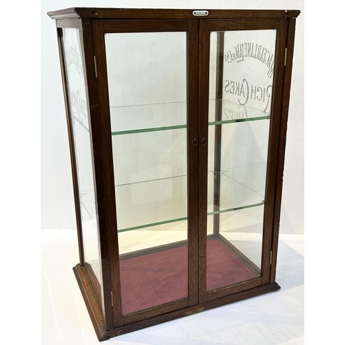 148 - MACFARLANE LANG & COS RICH CAKES SHOP DISPLAY CABINET. 19.75 x 13.5 x 29ins. Two glass shelves insid... 