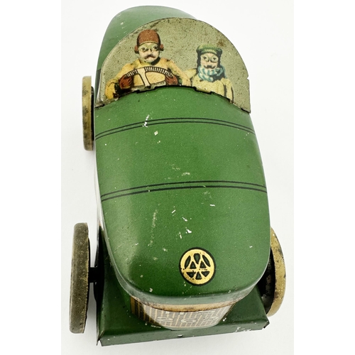 162 - SERPELLS RACING CAR BISCUITS TIN. 6.4 x 4.1 x 3.6ins. Classic racing car green open top racing car f... 