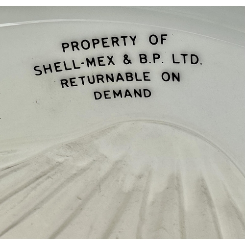 167 - SHELL ECONOMOMY MILK GLASS PETROL PUMP GLOBE. 17.5ins tall. Underside marked HALLWARE/ BRITISH MADE,... 