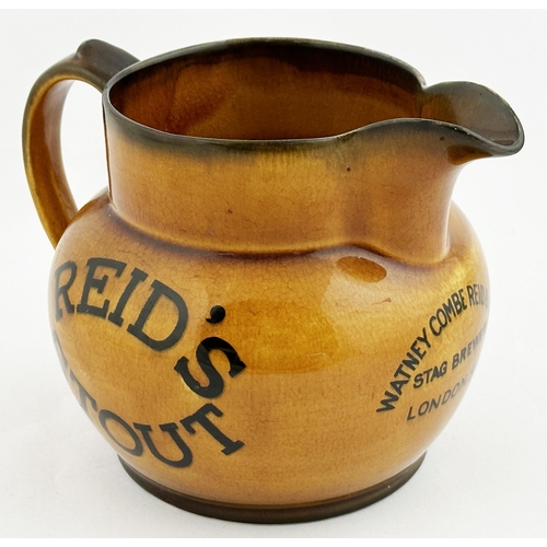 178 - REIDS STOUT PUB JUG. 5ins tall. Light brown to very dark at edges. James Green & Nephew base mark.No... 