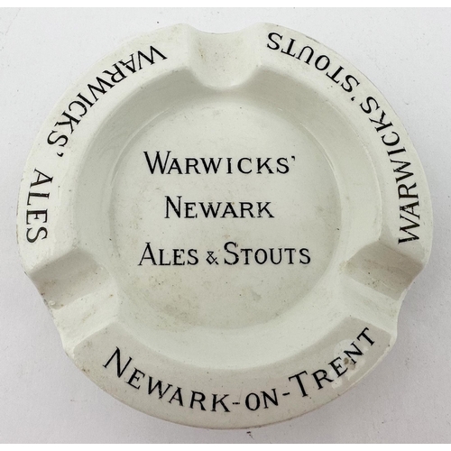 186 - WARWICKS NEWARKALES & STOUTSASHTRAY. 4.7ins diam.Simple black letteringon white base. LargeHancock C... 