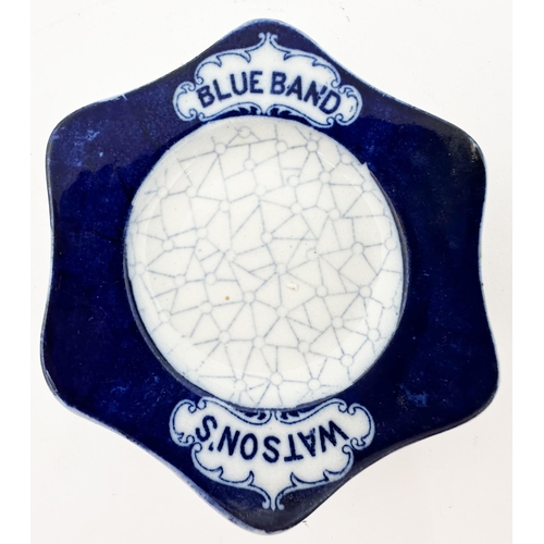 188 - WATSONSBLUE BAND WHISKYASHTRAY. 5.1inspointed end to end.Lettering in dark blueouter, centre lineard... 