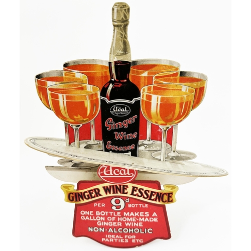 193 - UCAL GINGER WINE ESSENCE 3D STAND UP SHOP DISPLAY ADVERTISEMENT. 10.7ins tall. Card design with vari... 