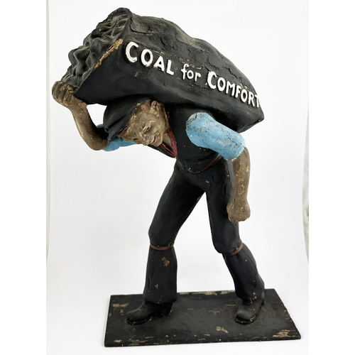 196 - COAL FOR COMFORT PROMOTIONAL SHOP STATUETTE. 22ins tall. Composition/ papier mache, unsure. Full coa... 