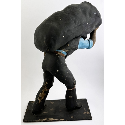 196 - COAL FOR COMFORT PROMOTIONAL SHOP STATUETTE. 22ins tall. Composition/ papier mache, unsure. Full coa... 