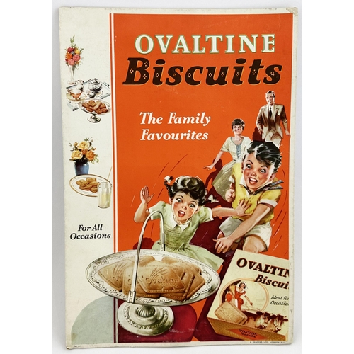 198 - OVALTINE BISCUITS SHOP COUNTER ADVERT. 10.6 x 15.4ins. Multi coloured printed card advert depicting ... 