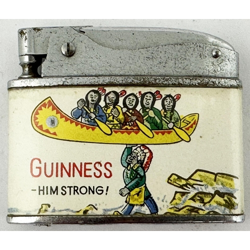 221 - GUINNESS LIGTHER CIGARETTE. 2.1 x 1.7ins, curved thin body. Multi coloured image - super strong red ... 