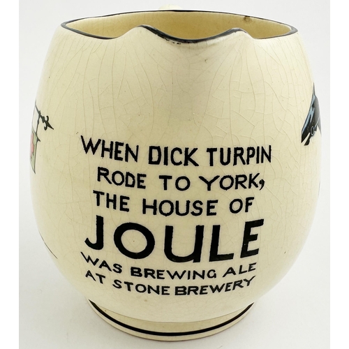 226 - JOULES STONE BREWERY PUB JUG. 5ins tall. Stylish Dick Turpin image one side, period pub to other, le... 