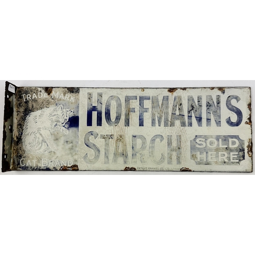 245 - HOFFMANS STARCH ENAMEL SIGN. 14 x 5ins. Double sided enamel, one side much better than the other, si... 