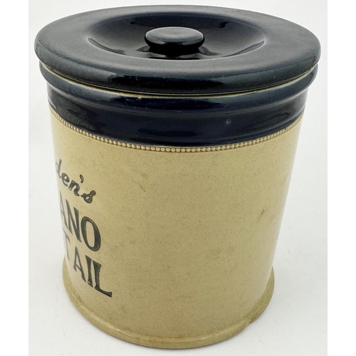 OGDENS BEANO PIGTAIL TOBACCO JAR. 12ins tall. Blue top, & lid