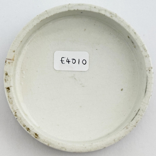 113 - RYE TOOTH PASTE POT LID. (APL p602 no pic) 2.9ins diam. A very clean black transfer. CHERRY ARECH NU... 