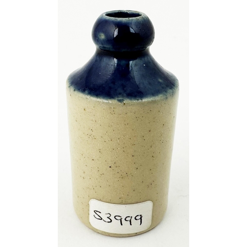 123 - STIFF & SONS TRADESMANS SAMPLE MINIATURE GINGER BEER BOTTLE. 2.2ins tall. Std, t.t. - deep blue top.... 