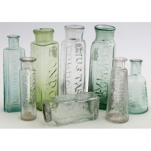 36 - FORDS BALSAM OF HOREHOUND LONDON PONTIL EMBOSSED MEDICINE. 5.1ins tall. Lovely bluey aqua glass. c.1... 