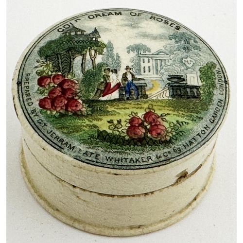 4 - PRATTWARE POT LID THE ROSE GARDEN. (KM114 p73) 2.4ins diam. Very nice strong coloured pot lid with b... 