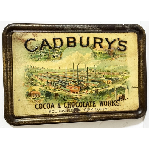 44 - CADBURYS PRESSED SIGN. 28 x 19ins. Large rectangular shape, cream background. CADBURYS COCOA & CHOCO... 