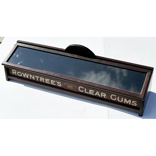 46 - ROWNTREES CLEAR GUMS SHOP DISPLAY LIDDED CABINET. L 36.5 x W 8.5 x H 7 ins. Wooden shop display cabi... 