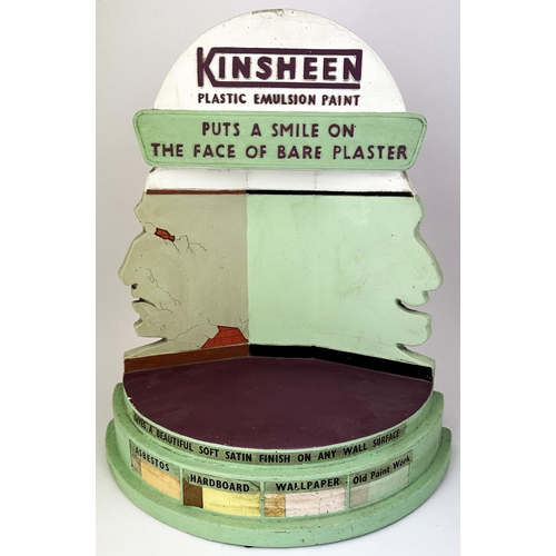 48 - KINSHEEN PLASTIC EMULSION PAINT SHOP DISPLAY STAND. L 15.3 x W 9.0 x H 18.5ins. White, green & purpl... 