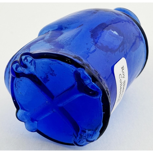 58 - SKULL POISON BOTTLE. (DP pg 20 - correctly dubbed deaths head) 2.8ins tall. Cobalt blue glass moulde... 