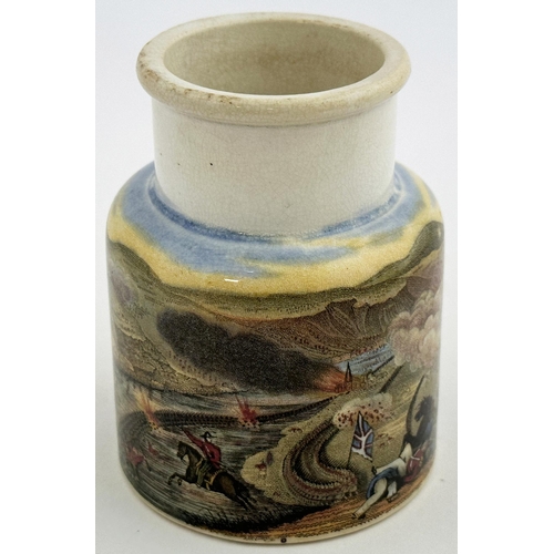 6 - PRATTWARE JAR BATTLE OF THE ALMA. (KM508 p181) 3.8ins tall. BATTLE OF THE ALMA multicoloured prattwa... 