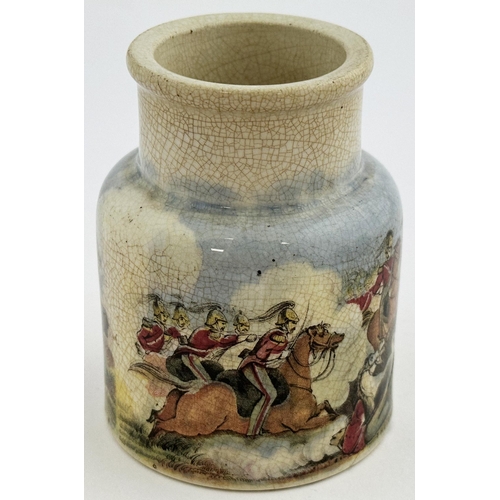 7 - PRATTWARE JAR DRAGOON CHARGE. (KM510 p182) 3.8ins tall. THE DRAGOON CHARGE - BALACLAVA below multi-c... 