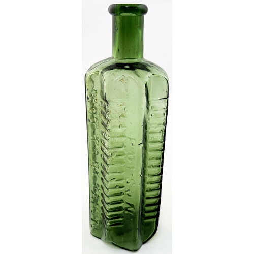 78 - ETON STAR POISON BOTTLE. (DP p58, SE1). 7.4ins tall. Bright mid green glass. Star cross section, thr... 