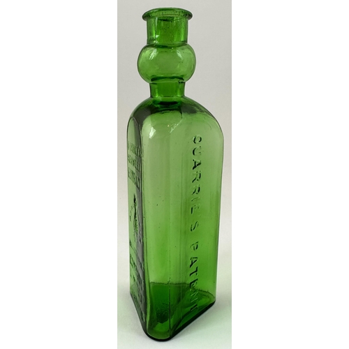 79 - FISHERS SEAWEED EXTRACT BOTTLE. 7.4ins tall. Vibrant emerald green triangular bottle with patented p... 