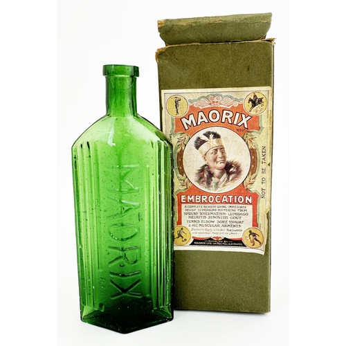 94 - MAORIX POISON BOTTLE & ORIGINAL BOX. Cardboard box l 94. s 1.8 x 7 x 2.75ins - colour printed pictor... 