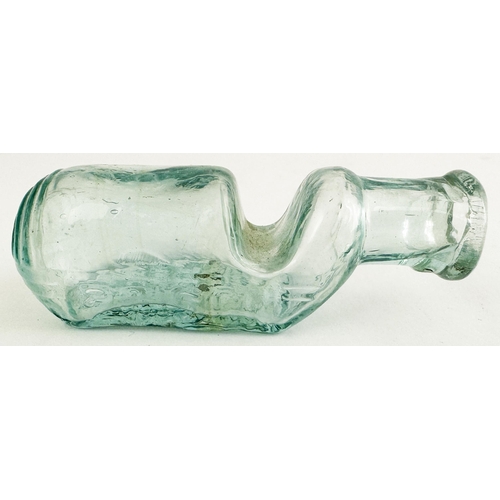 98 - MARTINS PATENT POISON BOTTLE. DP p29. 3.8 ins long aqua glass. POISON embossed both sides, PATENTED ... 