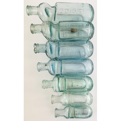 98 - MARTINS PATENT POISON BOTTLE. DP p29. 3.8 ins long aqua glass. POISON embossed both sides, PATENTED ... 