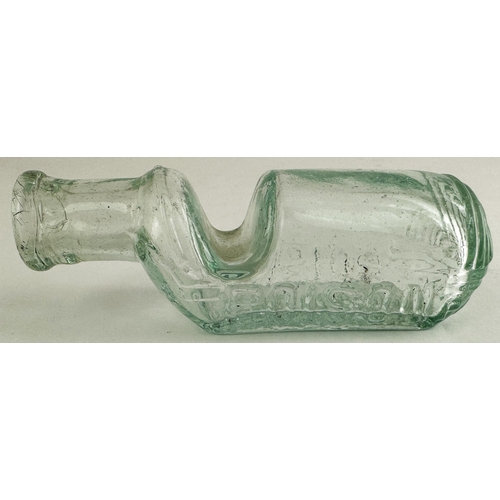 99 - MARTINS PATENT POISON BOTTLE. DP p29. 3.8 ins long aqua glass. POISON embossed both sides, PATENTED ... 