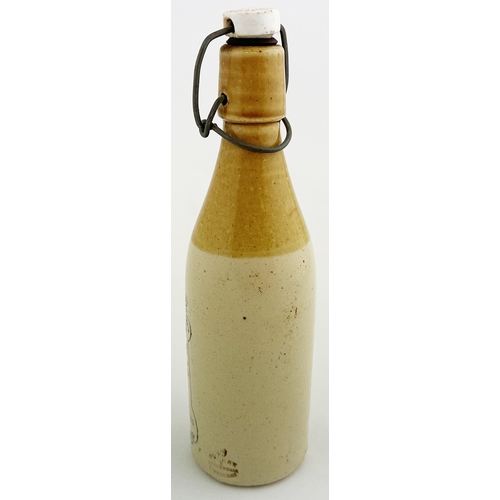 167 - LEVEN WRIGHT & HUTCHINSON GINGER BEER BOTTLE. 9.3ins tall. Ch, t.t., swing stopper (original lettere... 