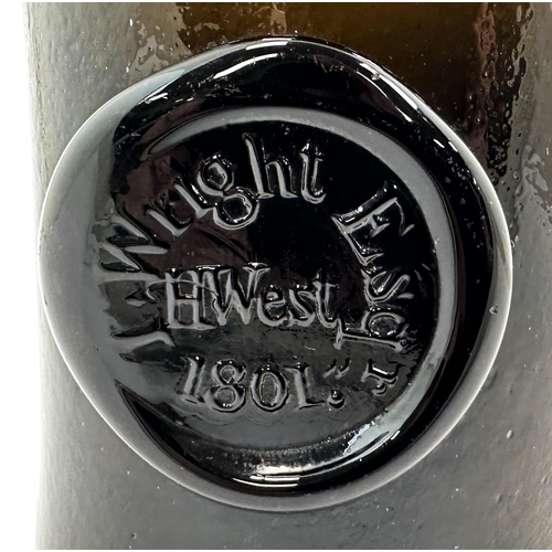 173 - ENGLISH 1801 DATED SQUAT MALLET WINE BOTTLE. David Burton Vol 2, p 822. 8ins tall. Deep black glass,... 