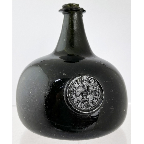 180 - DERBYSHIRE SEALED & DATED 1711 ENGLISH ONION WINE BOTTLE. David Burton Vol 3, p1423. 6.7ins tall. Cl... 