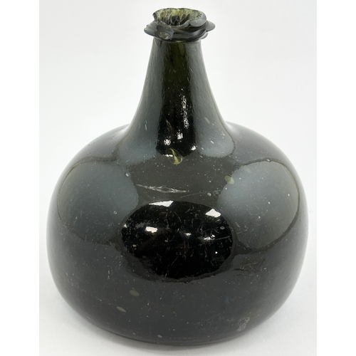 180 - DERBYSHIRE SEALED & DATED 1711 ENGLISH ONION WINE BOTTLE. David Burton Vol 3, p1423. 6.7ins tall. Cl... 