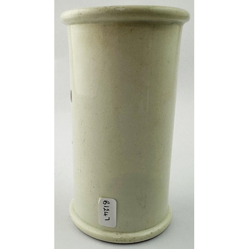 145 - CLARKES SETTLE YORKSHIRE CREAM POT CYLINDER. 4.9ins. Six lines of sepia letters (different fonts). T... 