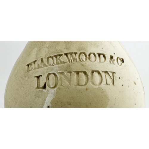 154 - BLACKWOOD & CO LONDON BULK INK Flagon TYPE. 14.4ins tall. Off white stoneware glaze, rear handle, pr... 