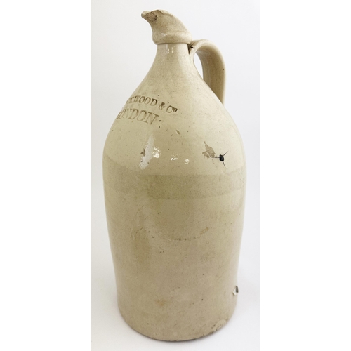 154 - BLACKWOOD & CO LONDON BULK INK Flagon TYPE. 14.4ins tall. Off white stoneware glaze, rear handle, pr... 