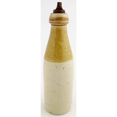 155 - DUNFERMLINE F DANKS GINGER BEER BOTTLE. 9ins tall. Ch, t.t., Danks named screw top (minor top lip ed... 