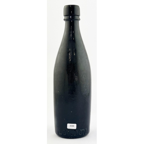 158 - HEREFORD PICTORIAL BEER BOTTLE. 10ins tall. Heavily embossed. WATKINS & SON/ BARRETT & ELERS. Base e... 