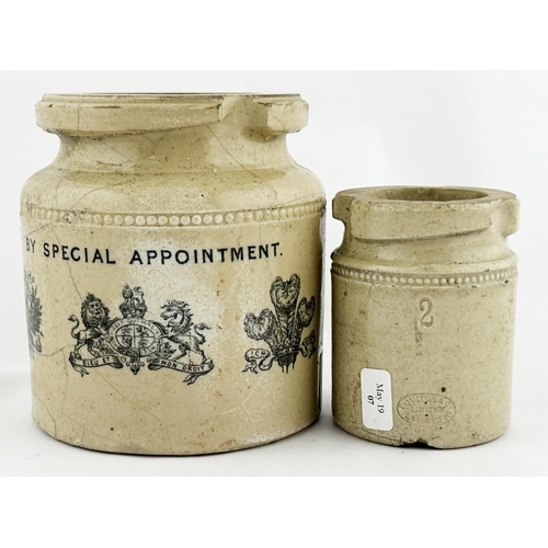 190 - DOULTON LAMBETH CAVIARE JAR DUO. Tallest 4ins. BRIGHTON & BELGRAVIA. Damages. (2)