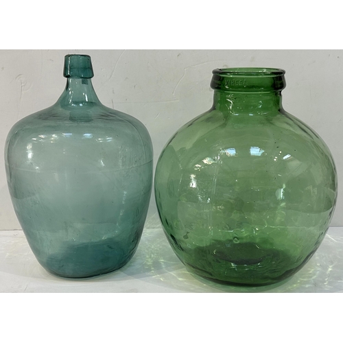 216 - DEMIJOHN TYPE BOTTLES. Tallest 15ins. One embossed to neck VIRESA. Fine decorative pieces. Minor dam... 