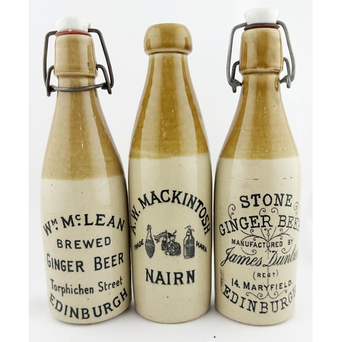 235 - SCOTTISH GINGER BEER TRIO. Tallest 9ins. EDINBURGH & NAIRN. Rear p.m. Really good. (3)