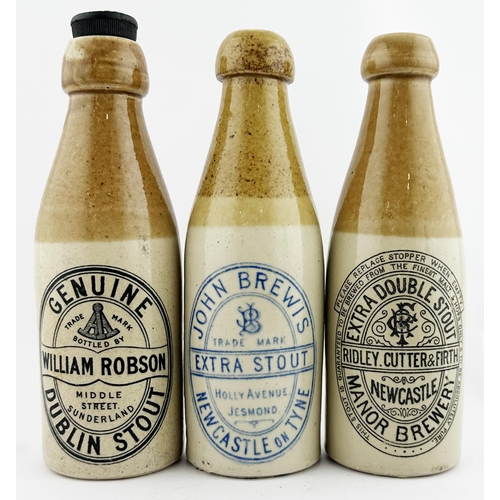 257 - NORTH EAST GINGER BEER TRIO. Tallest 8.5ins. Various Inc. NEWCASTLE & SUNDERLAND. Buchan rear p.m. M... 