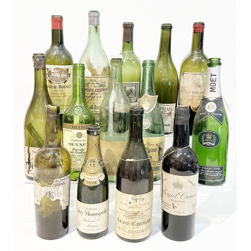 283 - LABELLED WINE BOTTLES GROUP. Tallest 13ins. Various. Inc. Dry Monopole, Moet & Chandon, Royal Crown.... 