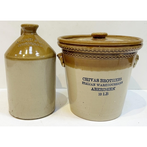 305 - IMPRESSED DUO. ABDERDEEN buttercrock & BRIGHOUSE flagon. Damages. (2) 8/10 Unsuitable to p+p