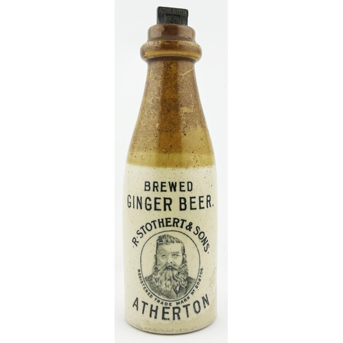 331 - ATHERTON GINGER BEER. 8.75ins tall. Transferred front R. STOTHERT & SONS. Rear Buchan p.m. Meadowcro... 