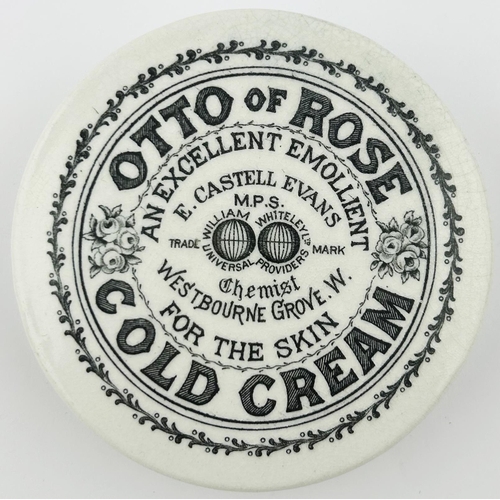 333 - WESTBOURNE GROVE POT LID. 3.5ins diam. Otto of Rose Cold Cream. William Whiteley t.m. to centre. A r... 