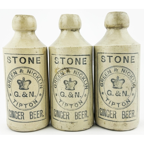 342 - TIPTON GINGER BEER TRIO. Tallest 7ins. All with crown pict to centre. GREEN & NICKLIN. Worn & minor ... 