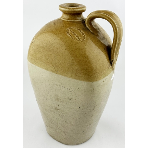 354 - IMPRESSED EDINBURGH FLAGON. 13.5ins tall. Flat sided, rear handle. 630/ WILSONS. Rear p.m. Chips. 9/... 