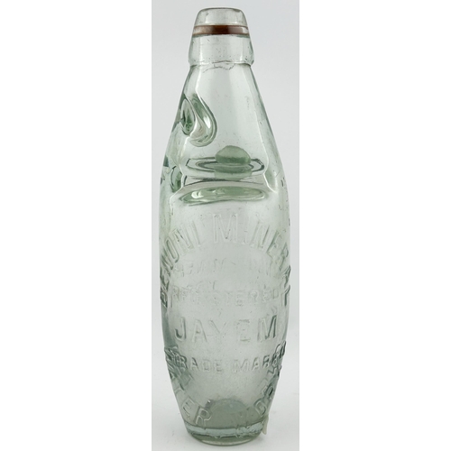 369 - BENONI MINERAL WATER WORKS CODD BOTTLE. 9ins tall. Heavily embossed to both sides, slight burst air ... 